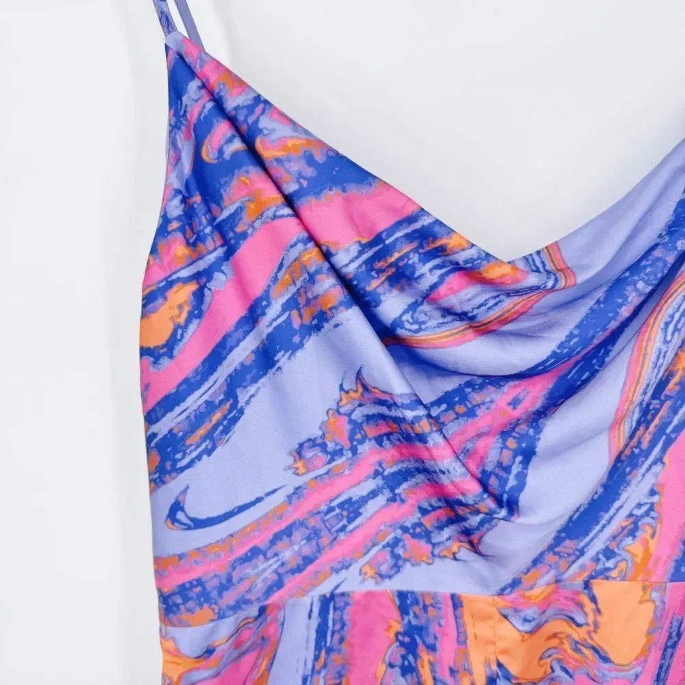 Louna Cowl Neck‎ Romper Marble Lg $220